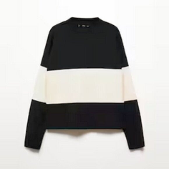 MANGO Oversized striped sweater - Black and White - Picture 2 of 10